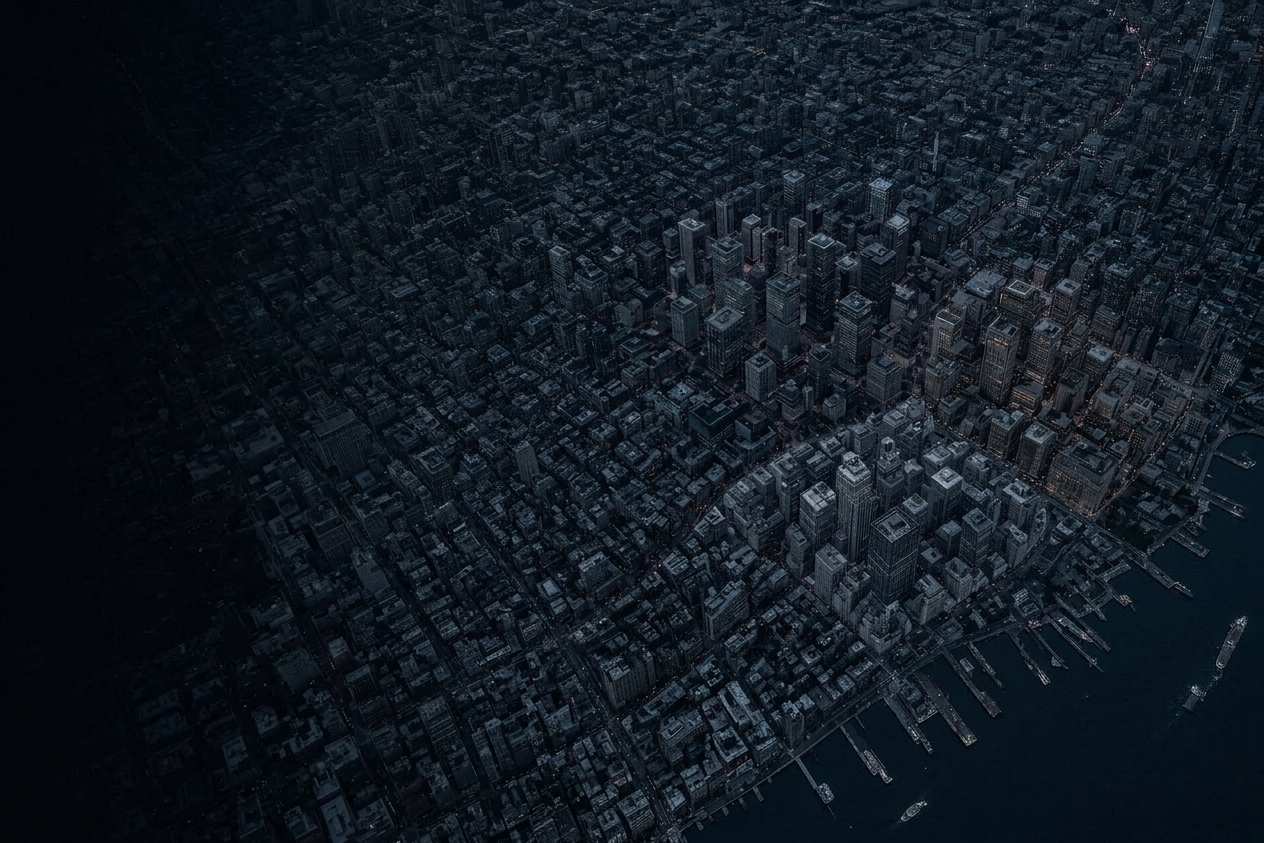 The Google Ads district, the same city with no light in it at all.